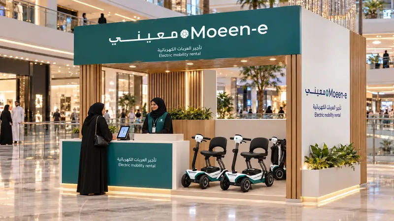 نقطة خدمة معيني لتأجير العربات الكهربائية داخل مركز تجاري